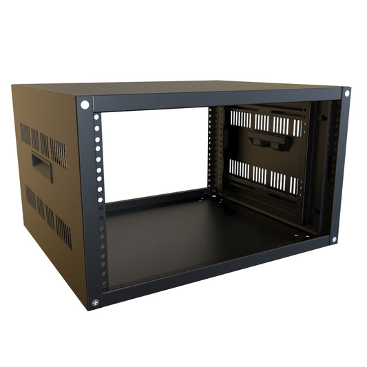 Hammond RCHV1901017BK1 6U Knock-Down Rack Cabinet with Vented Sides, 16-Gauge Steel, 800 lb, 12.50" H x 21.00" W x 17.50" D, Black.