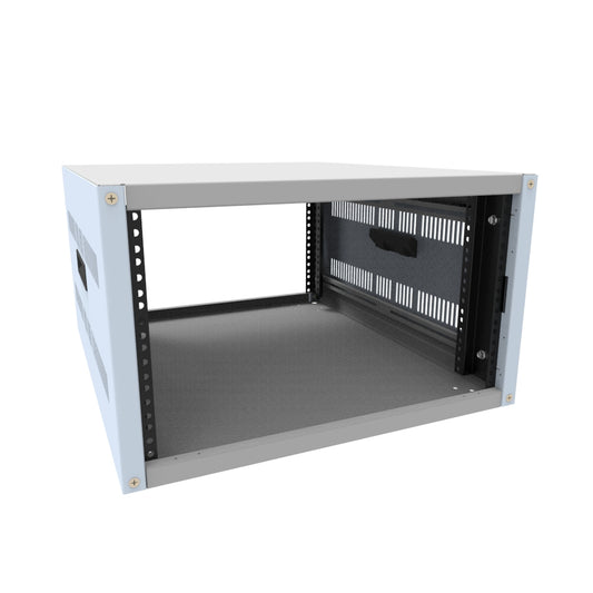 Hammond RCHV1901024LG1 6U Knock-Down Rack Cabinet with Vented Sides, 16-Gauge Steel, 800 lb, 12.50" H x 21.00" W x 24.50" D, Light Gray.