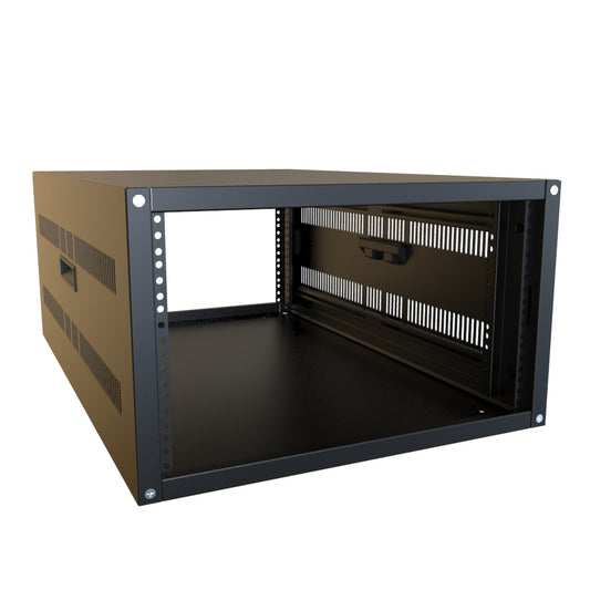 Hammond RCHV1901031BK1 6U Knock-Down Rack Cabinet with Vented Sides, 16-Gauge Steel, 800 lb, 12.50" H x 21.00" W x 31.50" D, Black.