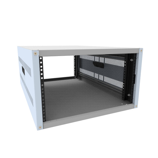 Hammond RCHV1901031LG1 6U Knock-Down Rack Cabinet with Vented Sides, 16-Gauge Steel, 800 lb, 12.50" H x 21.00" W x 31.50" D, Light Gray.