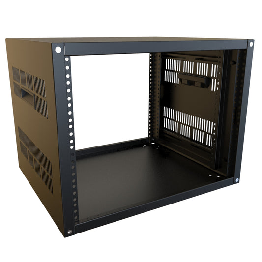 Hammond RCHV1901417BK1 8U Knock-Down Rack Cabinet with Vented Sides, 16-Gauge Steel, 800 lb, 16.00" H x 21.00" W x 17.50" D, Black.