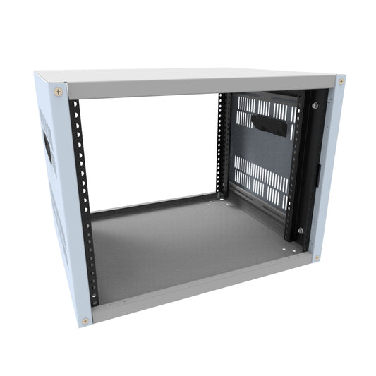 Hammond RCHV1901417LG1 8U Knock-Down Rack Cabinet with Vented Sides, 16-Gauge Steel, 800 lb, 16.00" H x 21.00" W x 17.50" D, Light Gray.