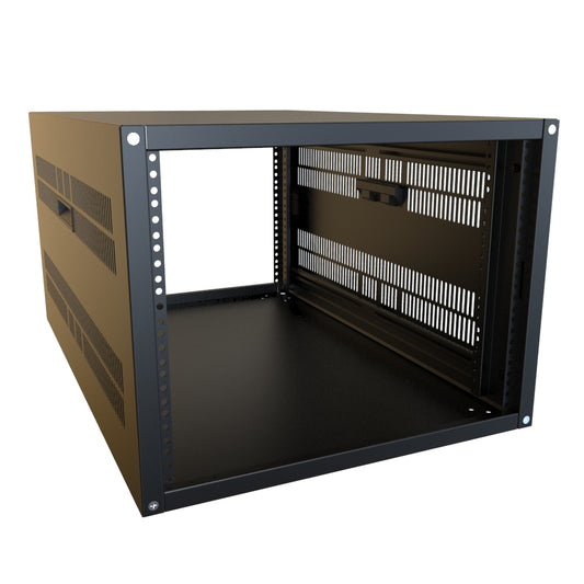 Hammond RCHV1901431BK1 8U Knock-Down Rack Cabinet with Vented Sides, 16-Gauge Steel, 800 lb, 16.00" H x 21.00" W x 31.50" D, Black.