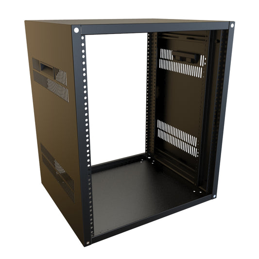 Hammond RCHV1902217BK1 13U Knock-Down Rack Cabinet with Vented Sides, 16-Gauge Steel, 800 lb, 24.75" H x 21.00" W x 17.50" D, Black.