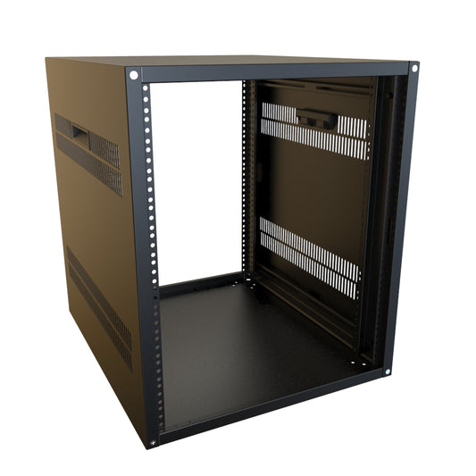 Hammond RCHV1902224BK1 13U Knock-Down Rack Cabinet with Vented Sides, 16-Gauge Steel, 800 lb, 24.75" H x 21.00" W x 24.50" D, Black.