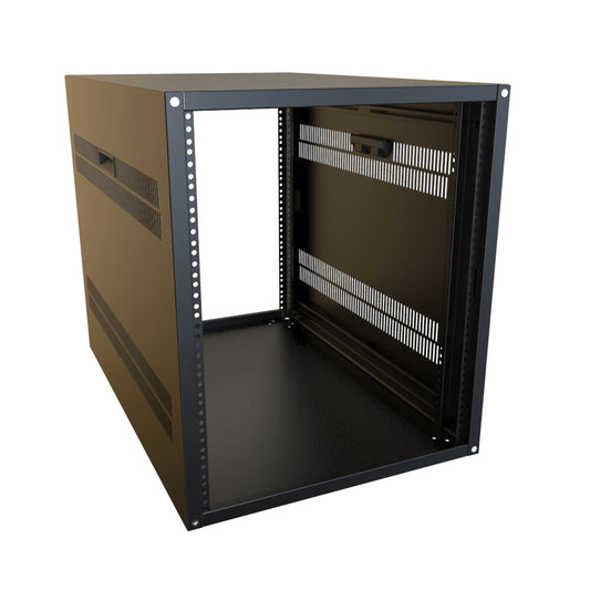 Hammond RCHV1902231BK1 13U Knock-Down Rack Cabinet with Vented Sides, 16-Gauge Steel, 800 lb, 24.75" H x 21.00" W x 31.50" D, Black.