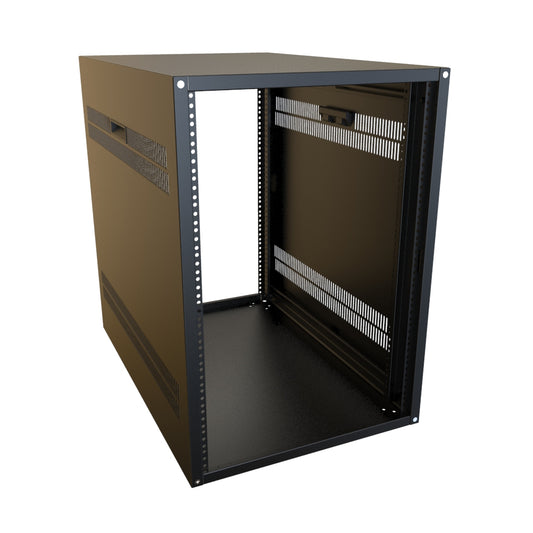 Hammond RCHV1902831BK1 16U Knock-Down Rack Cabinet with Vented Sides, 16-Gauge Steel, 800 lb, 30.00" H x 21.00" W x 31.50" D, Black.