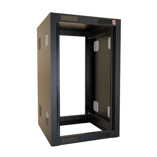 Hammond RCK20U25BK 20U+1U Knock-Down Rack Cabinet, 16-Gauge Steel, 1,050 lb, 40.00" H x 24.00" W x 25.00" D, Black.