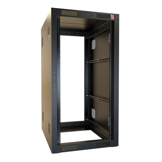 Hammond RCK24U32BK 24U+1U Knock-Down Rack Cabinet, 16-Gauge Steel, 1,050 lb, 47.00" H x 24.00" W x 32.00" D, Black.