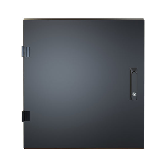 Hammond RCKSD12UBK1 Solid Locking Door for 12U RCK Cabinets, 16-Gauge Steel, Reversible Hinge, Lock/Keys, Black.
