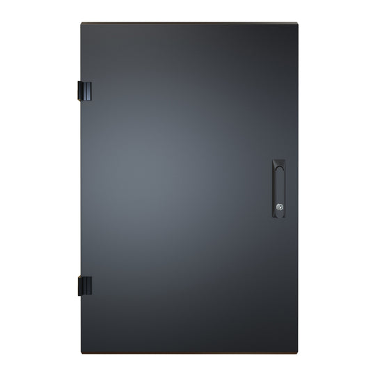 Hammond RCKSD18UBK1 Solid Locking Door for 18U RCK Cabinets, 16-Gauge Steel, Reversible Hinge, Lock/Keys, Black.
