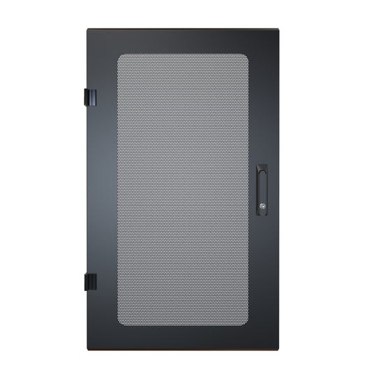 Hammond RCKVD20UBK1 Vented Mesh Locking Door for 20U RCK Cabinets, 16-Gauge Steel, Reversible Hinge, Lock/Keys, Black.
