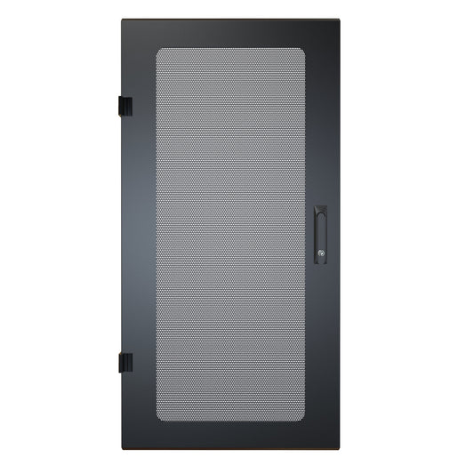 Hammond RCKVD24UBK1 Vented Mesh Locking Door for 24U RCK Cabinets, 16-Gauge Steel, Reversible Hinge, Lock/Keys, Black.