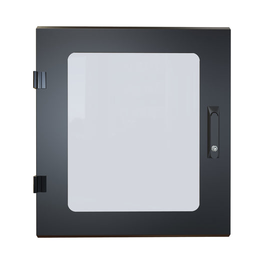 Hammond RCKWD12UBK1 Vented Window Locking Door for 12U RCK Cabinets, 16-Gauge Steel, Reversible Hinge, Lock/Keys, Black.