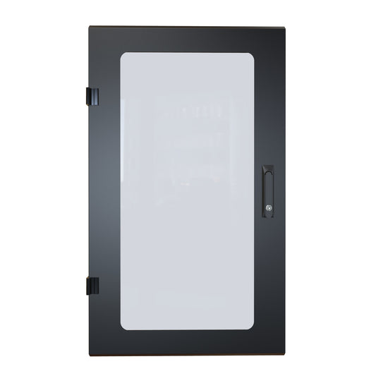 Hammond RCKWD20UBK1 Vented Window Locking Door for 20U RCK Cabinets, 16-Gauge Steel, Reversible Hinge, Lock/Keys, Black.