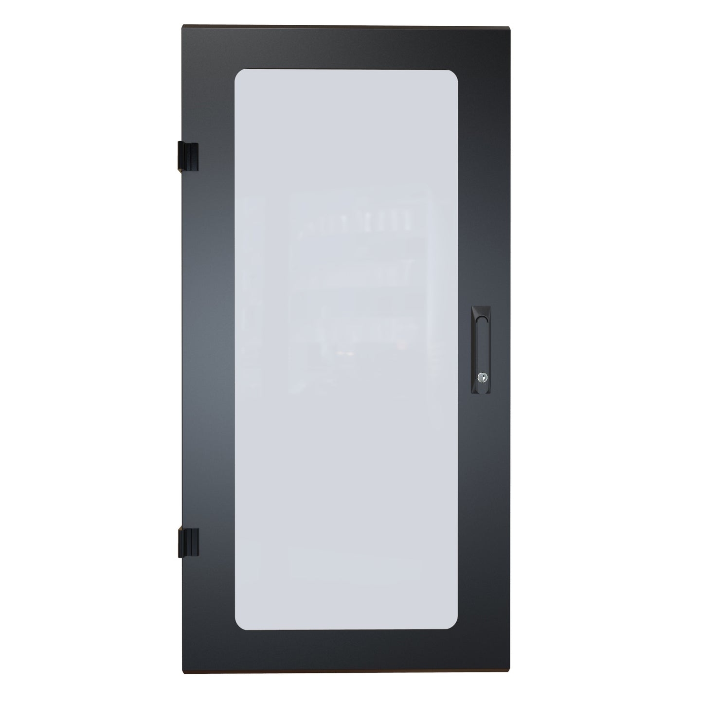 Hammond RCKWD24UBK1 Vented Window Locking Door for 24U RCK Cabinets, 16-Gauge Steel, Reversible Hinge, Lock/Keys, Black.