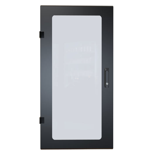 Hammond RCKWD24UBK1 Vented Window Locking Door for 24U RCK Cabinets, 16-Gauge Steel, Reversible Hinge, Lock/Keys, Black.