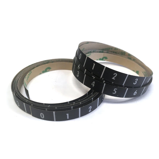 Hammond RDLBK Rack Depth Labels, Pair, Black Lexan with White Lettering, Peel-and-Stick, 48.00" L x 0.25" W.