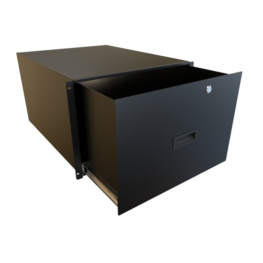 Hammond RDRW1901222BK1 7U Locking Rack Drawer, 14/16-Gauge Steel, 12.25" H x 17.36" W x 22.25" D, 107 lb, Lock/2 Keys, Black.