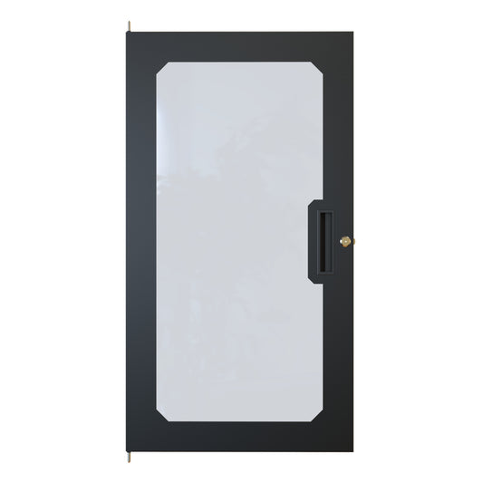 Hammond REDFP19035BK1 Acrylic Window Locking Door for 20U REFK Cabinets, 16-Gauge Steel, 35.00" H, Lock/2 Keys, Black.