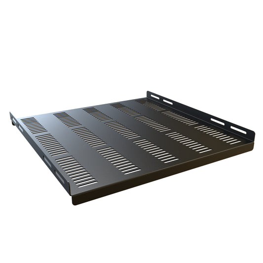 Hammond RFVS1918BK1 Vented Fixed Rack Shelf, 14-Gauge Steel, 350 lb, 1.94" H x 17.75" W x 18.00" D, Black.