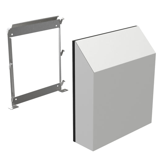 Hammond RH40000N4LG Type 4 Filterfan Rainhood, RAL7035 Light Gray Galvanized Steel, 14.65" H x 12.84" W x 3.56" D.