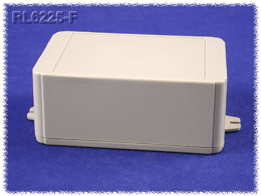 Hammond RL6225-F Shallow-Lid ABS Project Enclosure with Wall-Mount Flanges, IP54, Gray, 125 x 80 x 50 mm.