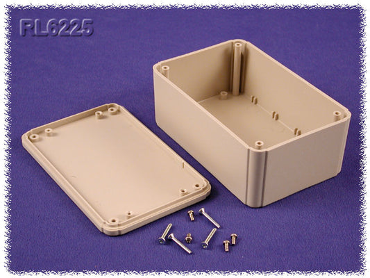 Hammond RL6225 Shallow-Lid ABS Project Enclosure, IP54, Gray, 125 x 80 x 50 mm.