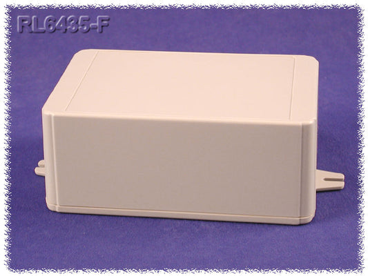 Hammond RL6435-F Shallow-Lid ABS Project Enclosure with Wall-Mount Flanges, IP54, Gray, 150 x 100 x 60 mm.