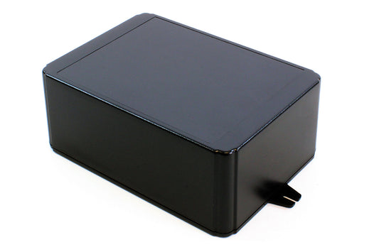 Hammond RL6555-FBK Shallow-Lid ABS Project Enclosure with Wall-Mount Flanges, IP54, Black, 175 x 125 x 70 mm.