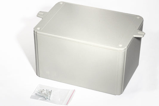 Hammond RL6585-F Shallow-Lid ABS Project Enclosure with Wall-Mount Flanges, IP54, Gray, 175 x 125 x 100 mm.