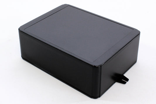 Hammond RL6655-FBK Shallow-Lid ABS Project Enclosure with Wall-Mount Flanges, IP54, Black, 200 x 150 x 70 mm.
