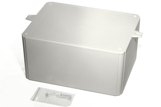 Hammond RL6685-F Shallow-Lid ABS Project Enclosure with Wall-Mount Flanges, IP54, Gray, 200 x 150 x 100 mm.