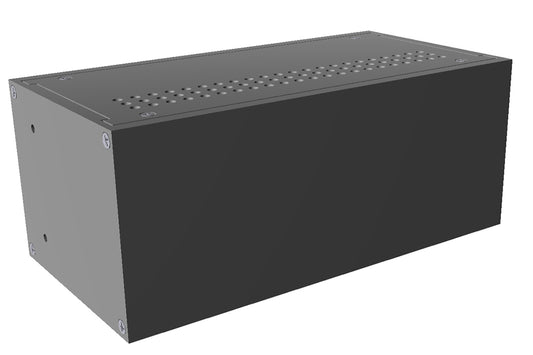 Hammond RM2U0804VBK 2U Desktop Aluminum Instrument Enclosure, Vented Panels, Black, 3.50" H x 8.30" W x 4.25" D.