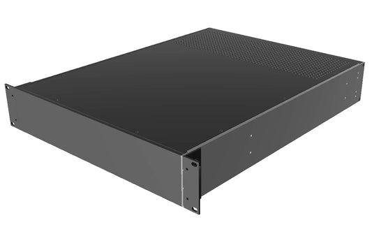 Hammond RM2U1922VBK 2U 19" Rack-Mount Aluminum Instrument Enclosure, Vented Panels, Black, 3.50" H x 16.60" W x 22.00" D.