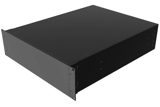 Hammond RM3U1922SBK 3U 19" Rack-Mount Aluminum Instrument Enclosure, Solid Panels, Black, 5.25" H x 16.60" W x 22.00" D.