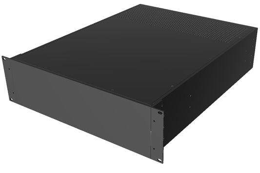 Hammond RM3U1922VBK 3U 19" Rack-Mount Aluminum Instrument Enclosure, Vented Panels, Black, 5.25" H x 16.60" W x 22.00" D.