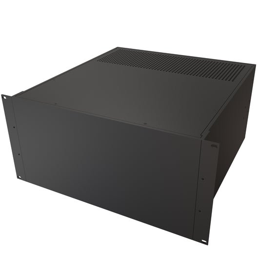 Hammond RM5U1918VBK Vented-Top 19" Rack-Mount Aluminum Enclosure, 5U, 8.75" H x 16.60" W x 18" D, Textured Black.