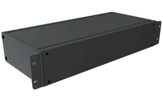 Hammond RMCS19038BK1 Solid-Top Rack-Mount Aluminum Enclosure, 2U, 3.48" H x 17" W x 8" D, Satin Black.