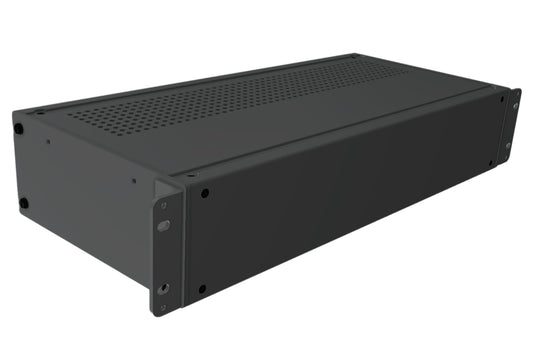 Hammond RMCV19038BK1 Vented-Top Rack-Mount Aluminum Enclosure, 2U, 3.48" H x 17" W x 8" D, Satin Black.