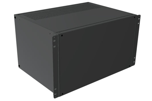Hammond RMCV191013BK1 Vented-Top Rack-Mount Aluminum Enclosure, 6U, 10.48" H x 17" W x 13" D, Satin Black.