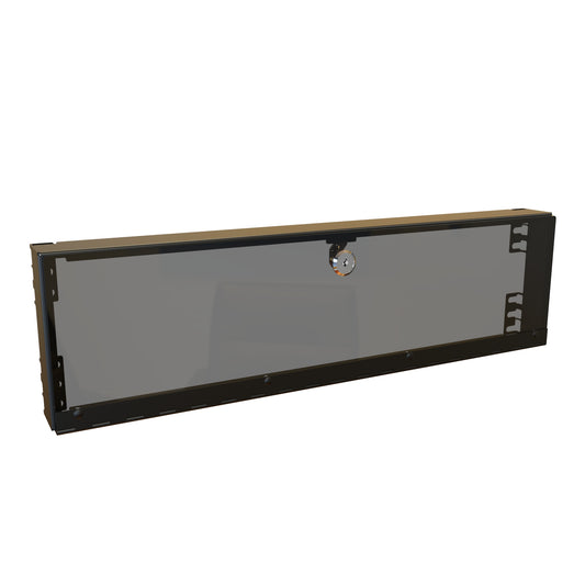 Hammond RMSC1903BK1 Lockable Hinged Rack Security Cover with Smoked Acrylic Window, 3U, 5.22" H x 19.00" W, Steel/Black.
