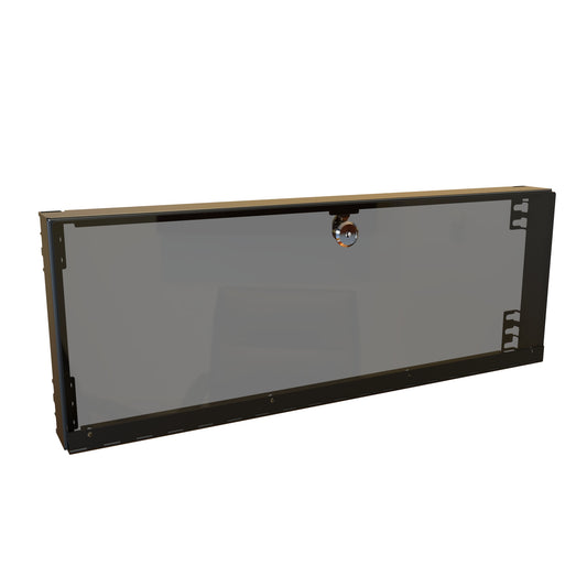 Hammond RMSC1904BK1 Lockable Hinged Rack Security Cover with Smoked Acrylic Window, 4U, 6.97" H x 19.00" W, Steel/Black.