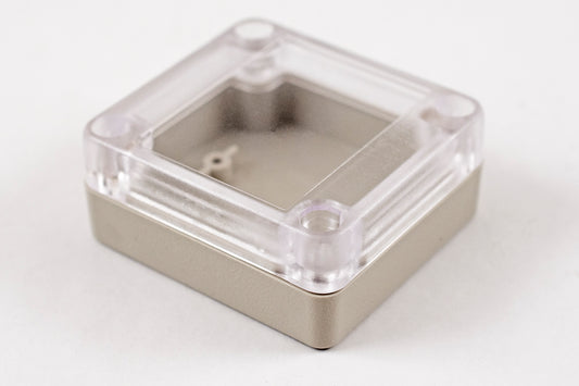 Hammond RP1015C Watertight ABS Enclosure with Clear Lid, IP65, 66 x 61 x 28 mm, Gasketed, Light Gray.