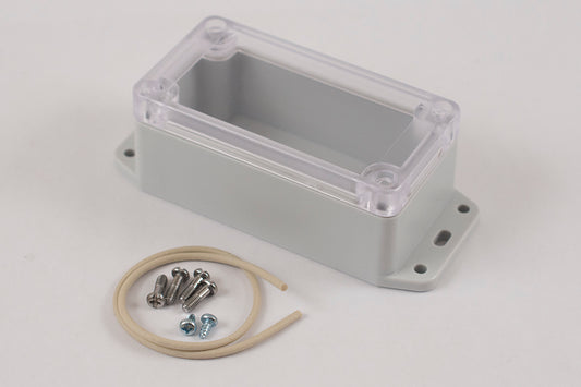 Hammond RP1030BFC Watertight Polycarbonate Enclosure with Clear Lid and Bottom Flange, IP65, 95 x 50 x 40 mm, Off-White.