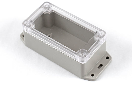 Hammond RP1035BFC Watertight ABS Enclosure with Clear Lid and Bottom Flange, IP65, 95 x 50 x 40 mm, Light Gray.