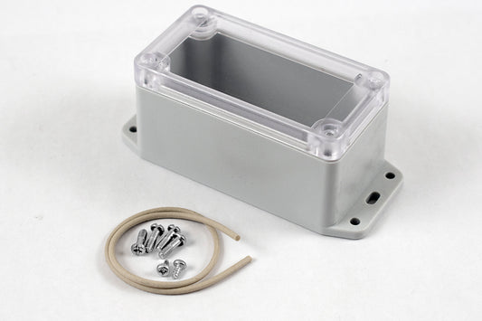 Hammond RP1040BFC Watertight Polycarbonate Enclosure with Clear Lid and Bottom Flange, IP65, 95 x 50 x 50 mm, Off-White.