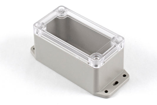 Hammond RP1045BFC Watertight ABS Enclosure with Clear Lid and Bottom Flange, IP65, 95 x 50 x 50 mm, Light Gray.