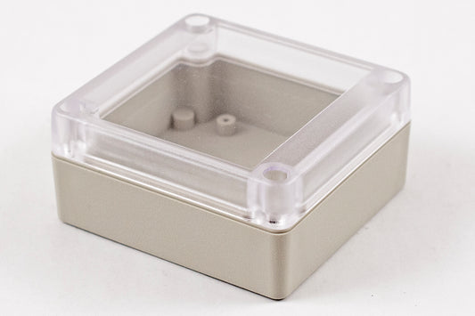 Hammond RP1055C Watertight ABS Enclosure with Clear Lid, IP65, 87 x 82 x 40 mm, Gasketed, Light Gray.