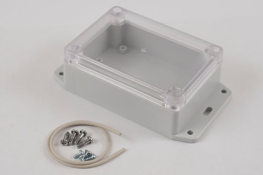 Hammond RP1080BFC Watertight Polycarbonate Enclosure with Clear Lid and Bottom Flange, IP65, 105 x 75 x 40 mm, Off-White.